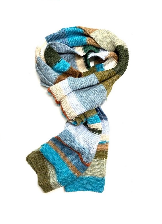 Wol & Co sjaal met ribbels en strepen